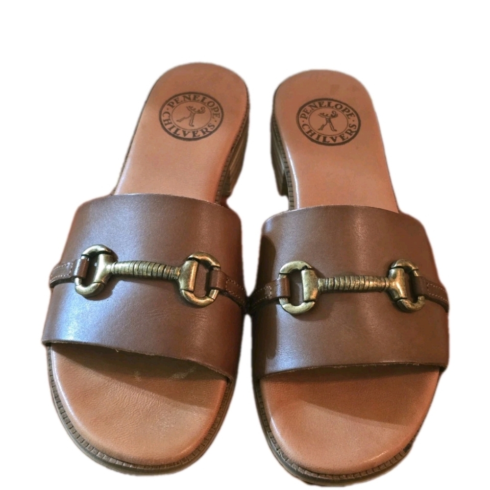 Penelope Chilvers Salamanca Leather Horsebit Slides Brown EU 38 US 7.5 - Picture 5 of 11